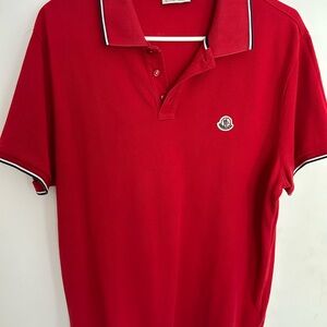 Moncler red logo polo shirt